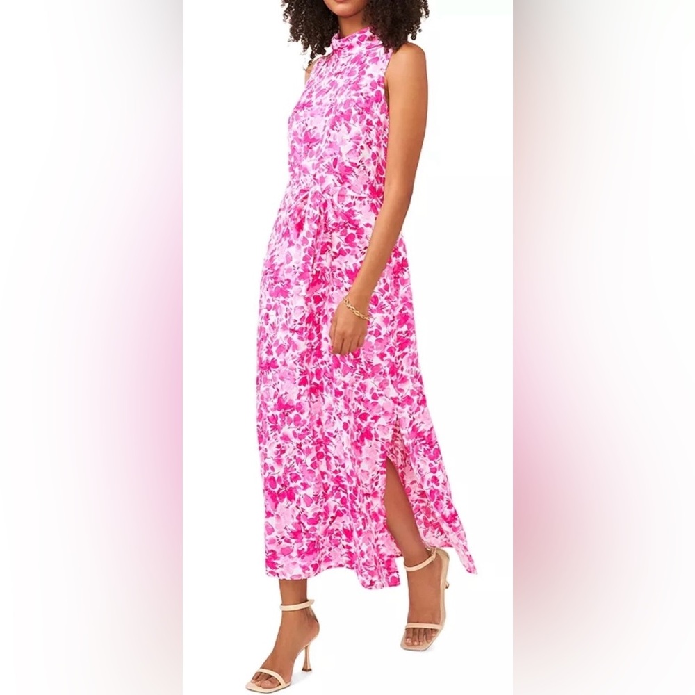 Vince Camuto Sleeveless Floral Cowl Neck Midi Dress ZB6